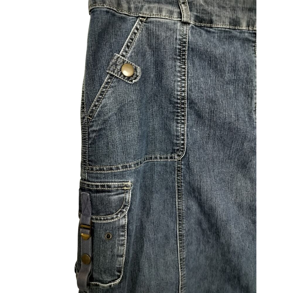 5327)Y2K LA Blues 20W Flared Panelled Grunge Boho Cargo Denim Maxi Skirt - Picture 4 of 8